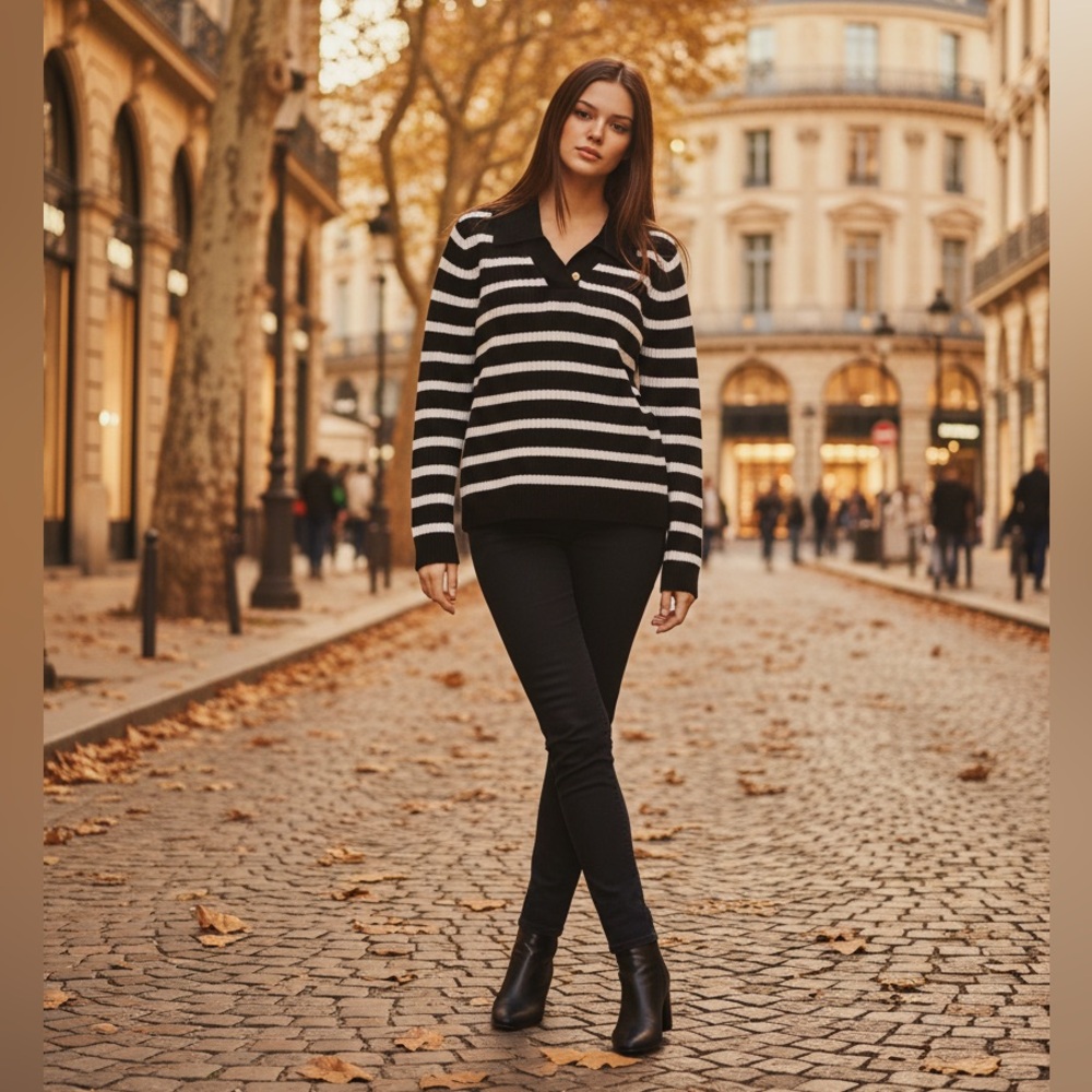 Ralph Lauren Black and White Knit Top
